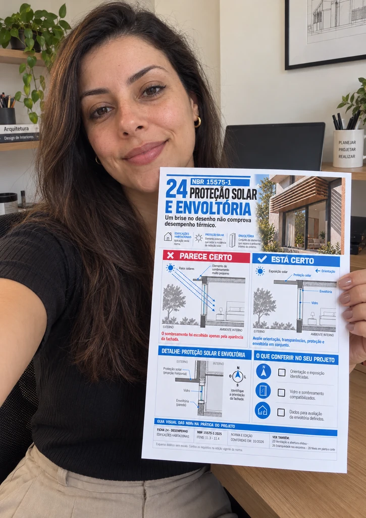Cena ilustrativa 5: consulta ao Guia Visual das NBRs durante a revisão de projeto